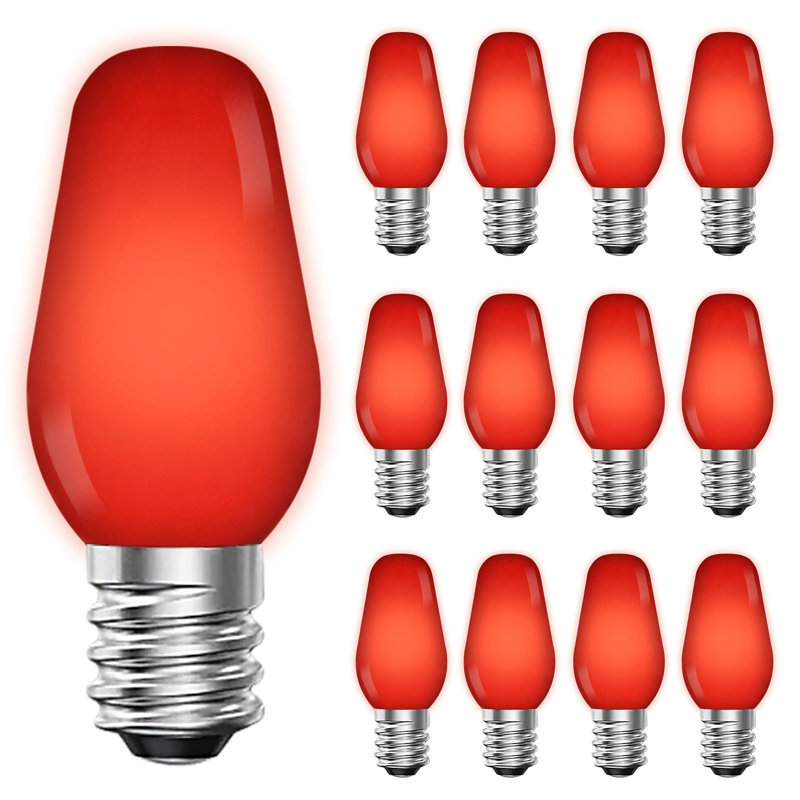 0.5 Watt, C7 LED, Non-Dimmable Light Bulb, Base, Red
