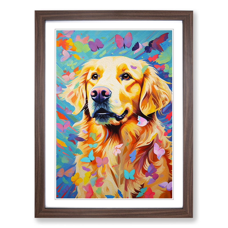 Golden Retriever Contemporary - Framed Print