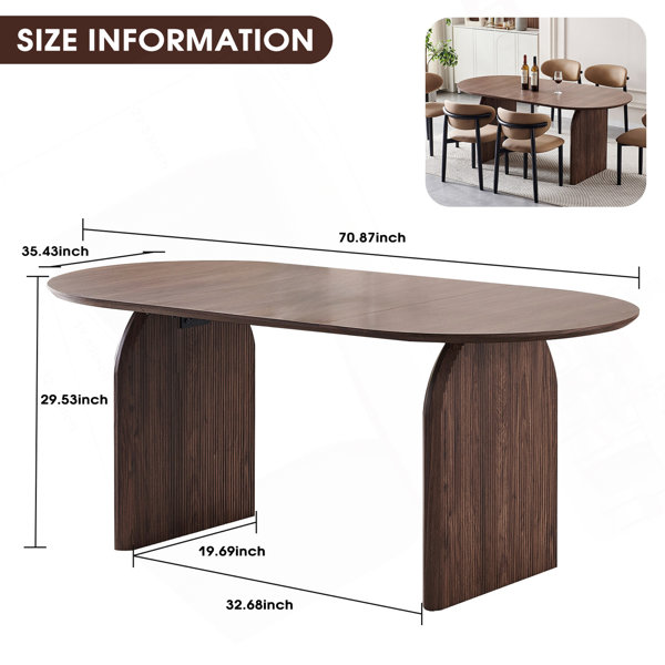 Ebern Designs Wood Extendable Dining Table, Modern Oval Kitchen Table ...