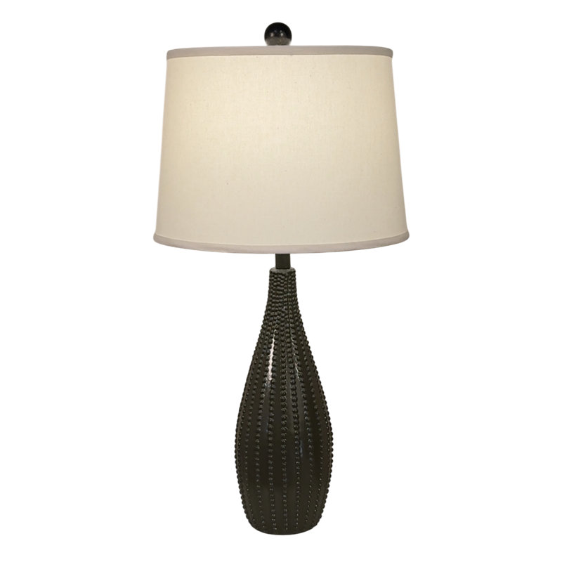 Lampe de table avec vase en perles à haute brillance, Brun/vert