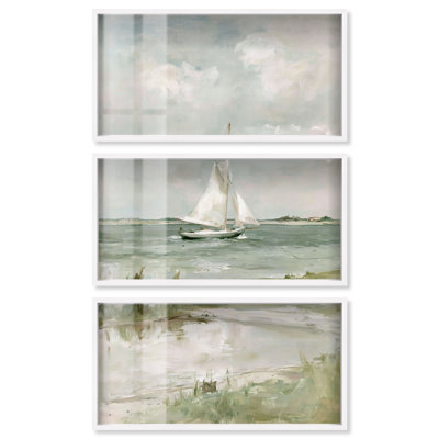 «Pale Sails II Shadowbox Print» par Art Remedy, ensemble de 3