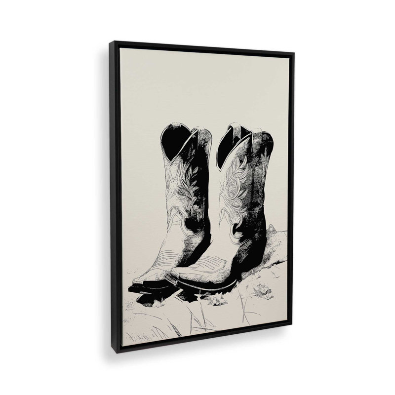 Western Noir, reproduction sur toile dans un cadre, H 18,75 po x l 12,75 po, Noir satiné