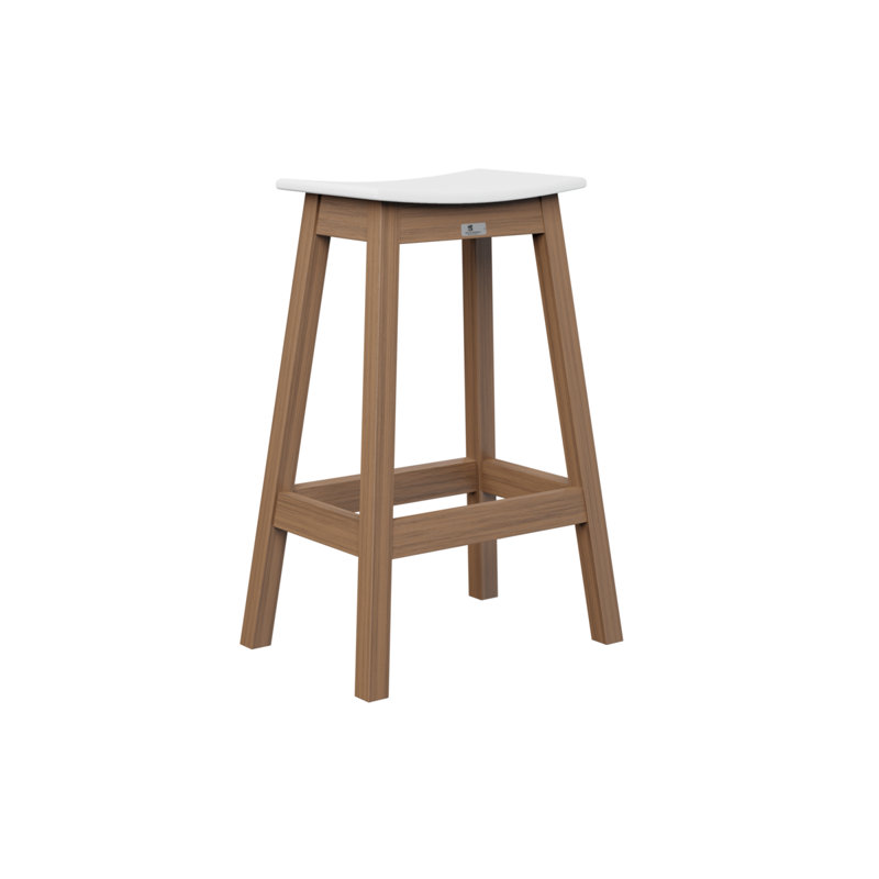 Outdoor Bar Stool, White, Antique Mahogany