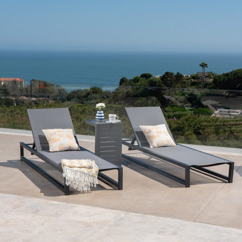 Gallatin Reclining Chaise Lounge with Table