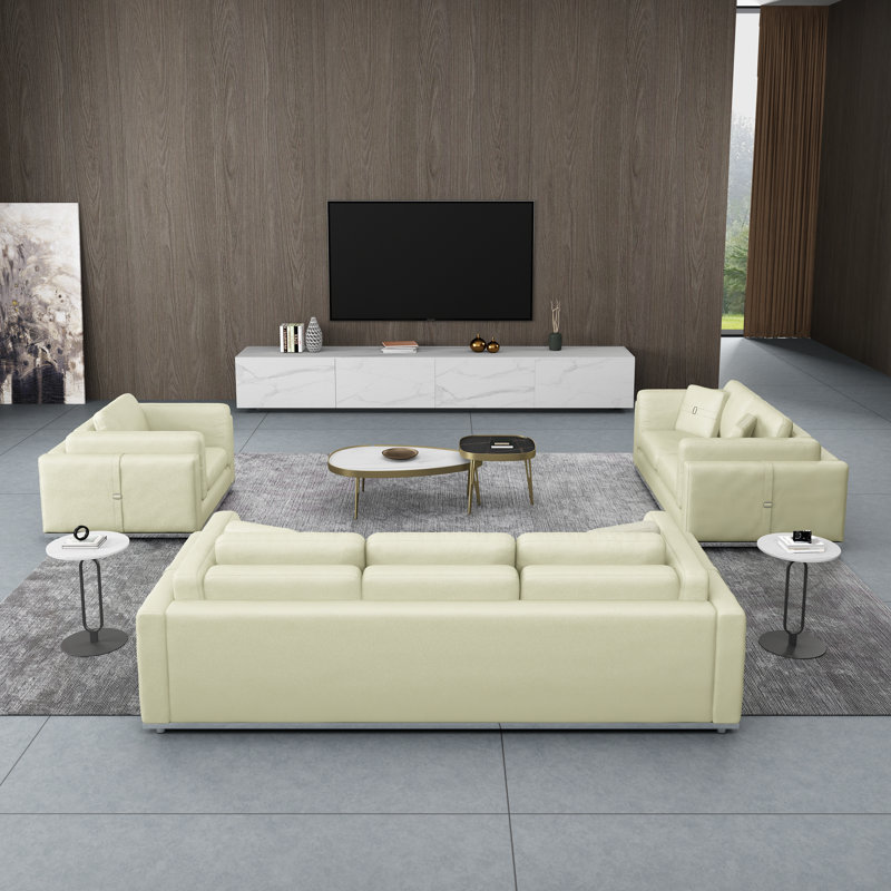 Picasso Loveseat, White Genuine Leather