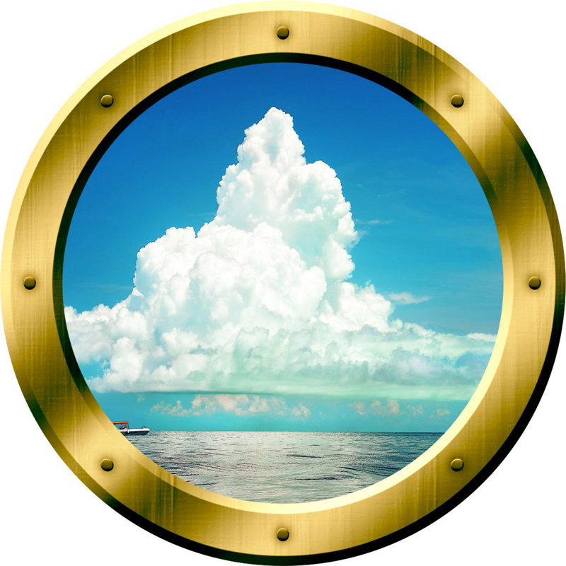 Décalcomanie murale en mer hublot 3d ocean, H 14 po x l 14 po x P 0,01 po, Or