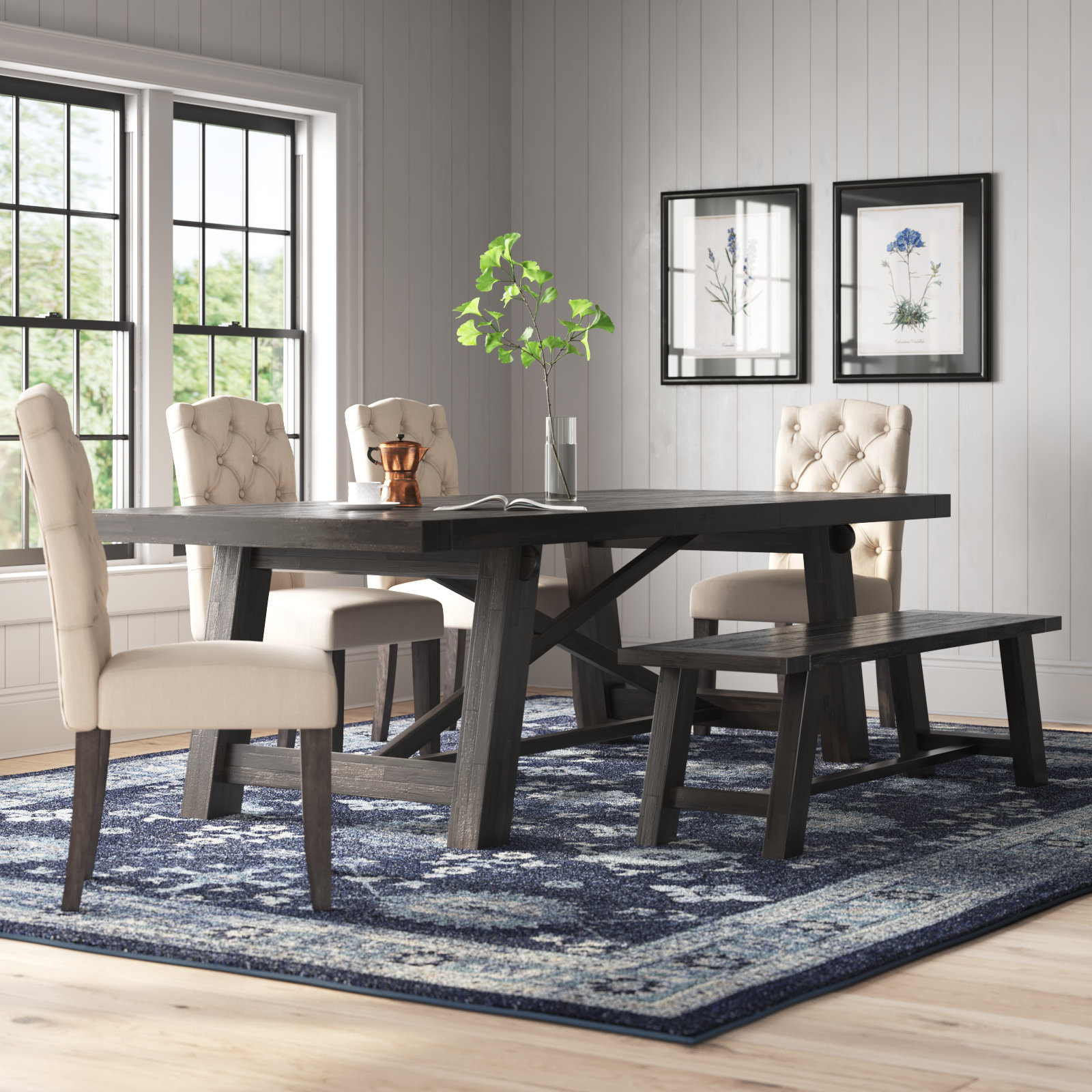 Bianca 6-Person Extendable Solid Wood Dining Set (Set of 6)