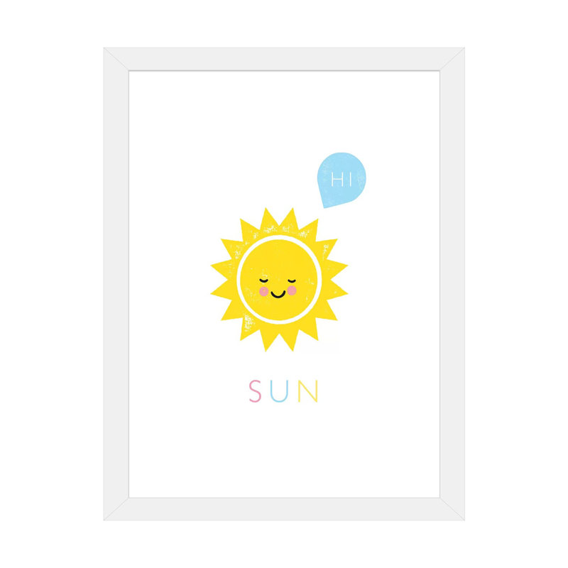 " Sun ", White, White Framed Paper, 32" H x 24" W x 1" D