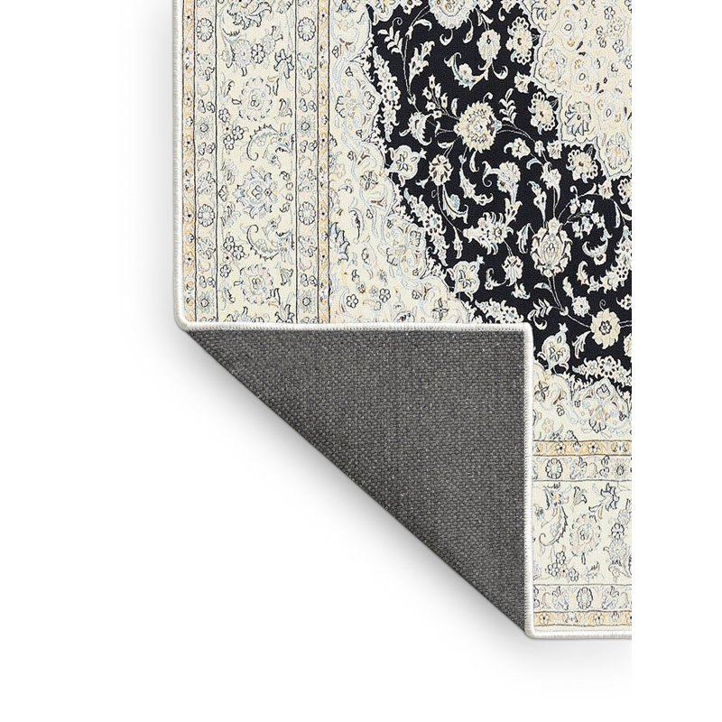 Tapis oriental en laine crème et gris, Rectangle 2 pi x 3 pi