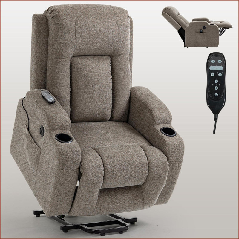 Fauteuil inclinable électrique inclinable avec massage 8 points, chaleur lombaire, USB et amp; Porte-gobelets, capacité de 350 lb | Noyer brun