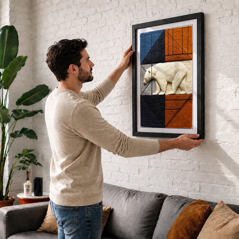 Polar Bear Geometry Eclectic - Framed Print, A1 - 84.1 x 59.4 cm, Black