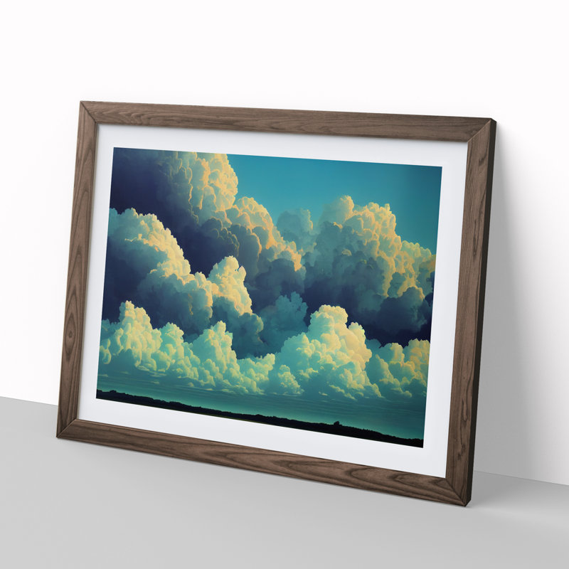 Pleasant Clouds - Single Picture Frame Print, 46cm H x 64cm W x 2cm D, Walnut Framed