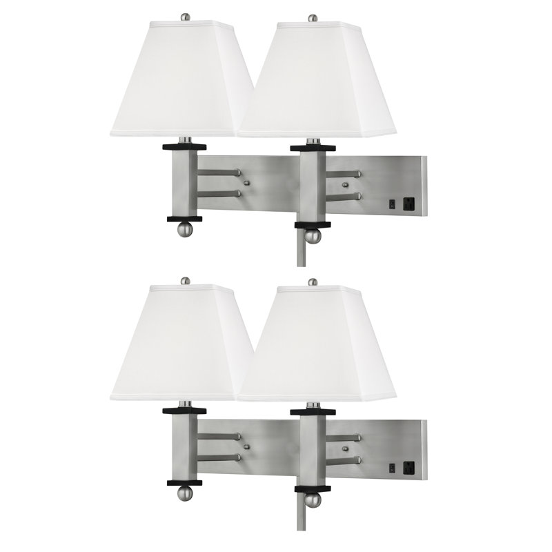Steel/Wood Plug-in Armed Sconce