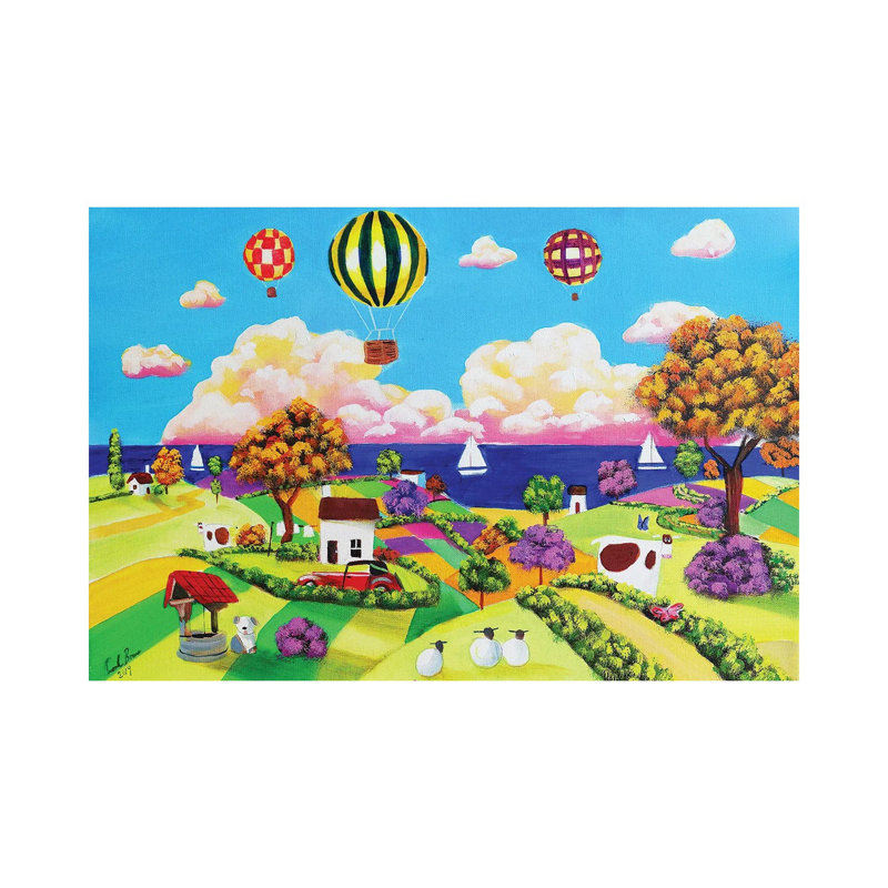 Happy Seaside by Gordon Bruce - Wrapped Canvas Print, 20.32 cm H x 30.48 cm W