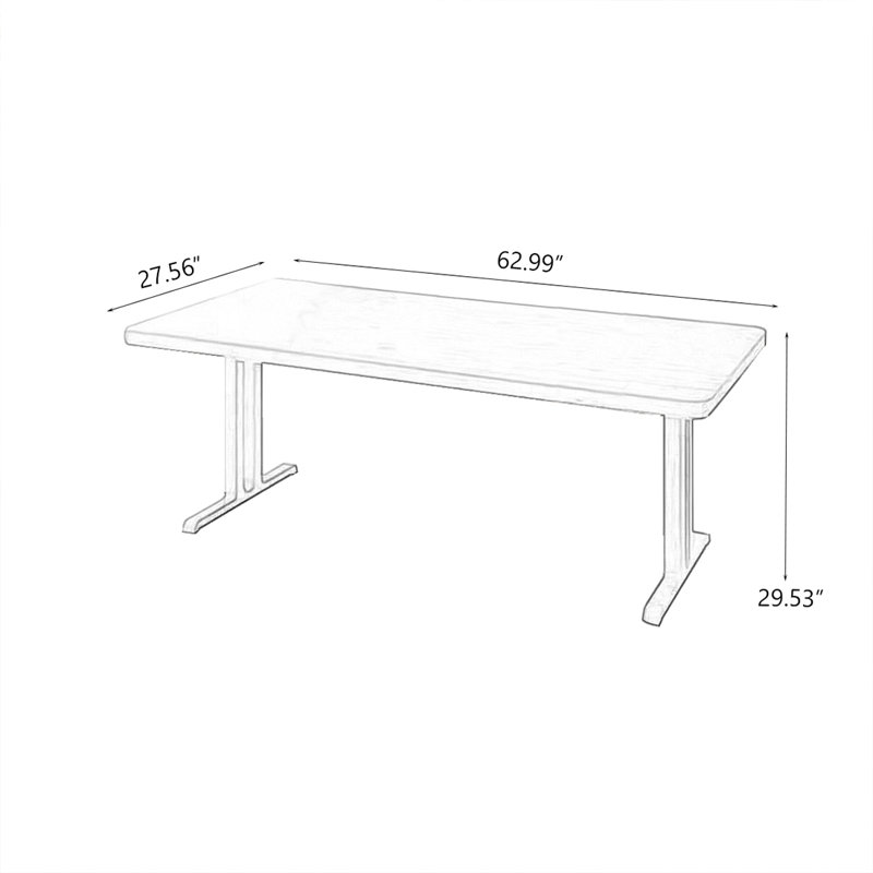 Bureau rectangulaire brun en bois massif, H 29,53 po x l 62,99 po x P 27,56 po