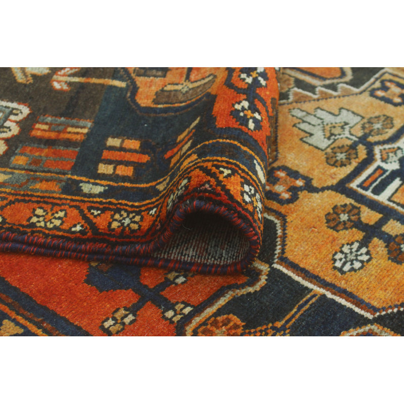 One-of-a-Kind 3'2" x 9'9" New Age Runner Wool Area Rug in Blue and Brown
