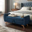 Banc de rangement moderne en velours côtelé de 145 cm avec pieds en bois, banc de chevet