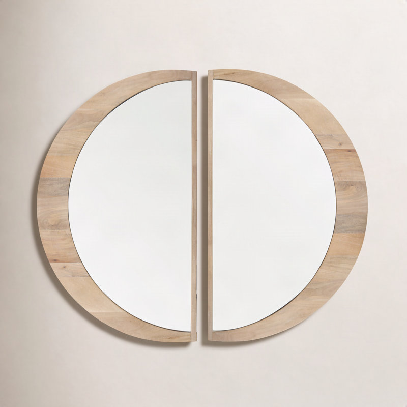 Vixe Solid Wood Mirror, 26.3" x 42", Light Brown