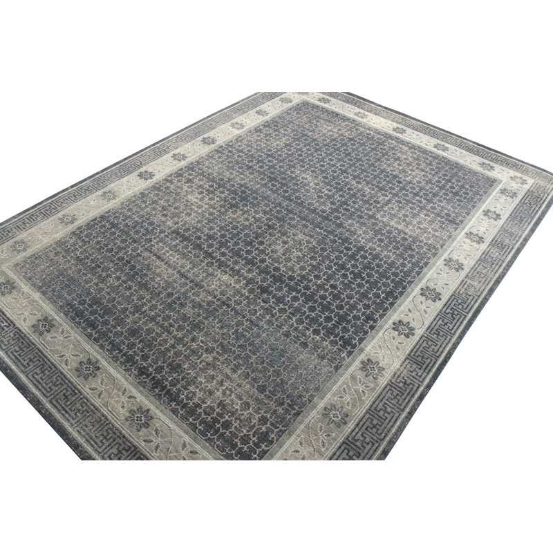 Distressed Homage Hand Knotted Wool Area Rug, Rectangle 5' x 8'