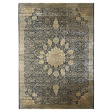 1920s Traditional Dark Blue Field Medallion Antique Indian Lahore Gallery Carpet