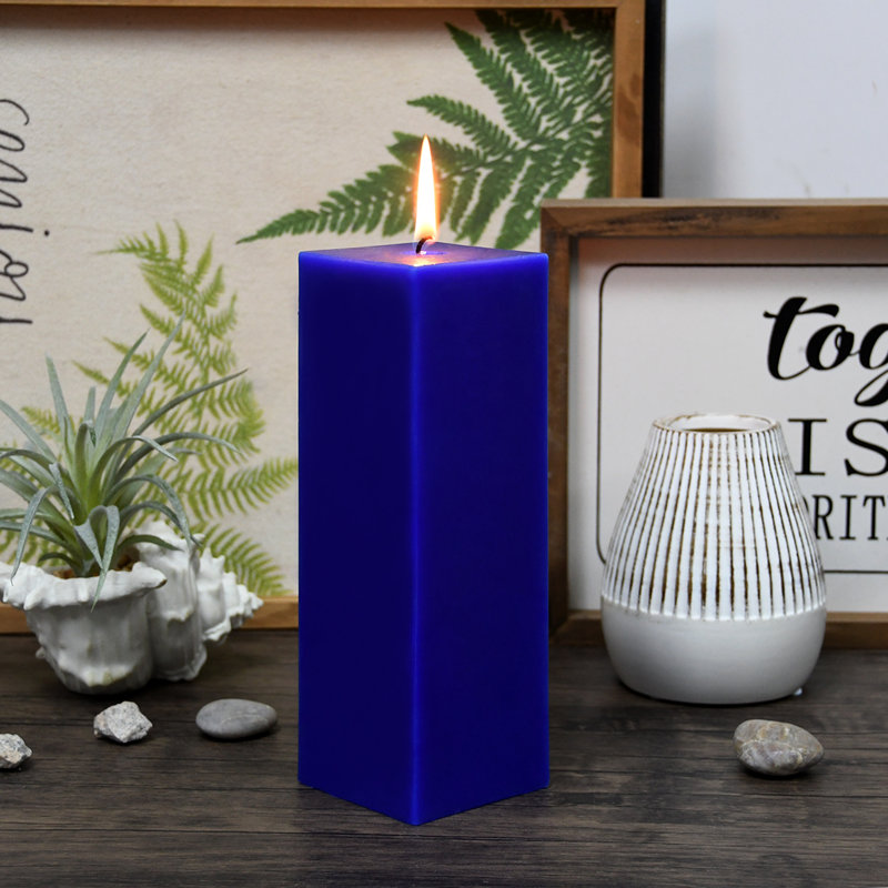 Bougie colonne, bleu, H 9 po x l 3 po x P 3 po, 1 bougie
