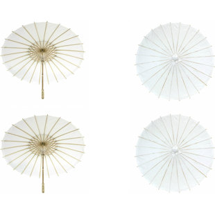 Koyal Wholesale 32" Ivory Paper Parasol Umbrella 4 Pack