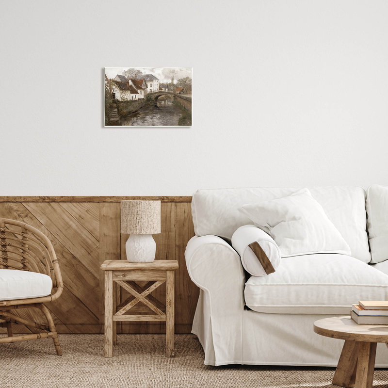 Art classique de giclée de paysage de quartier classique par lettrage et doublure, H 10 po x l 15 po x P 0,5 po, Bois