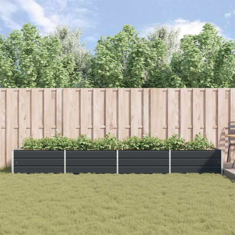 Planter Galvanised Steel, 45cm H x 385cm W x 100cm D, Anthracite