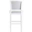 Tabouret de bar blanc de 31 po de hauteur avec siège et dossier rembourrés gris, pieds tournés texturés pour les jeux en salle à manger, hauteur de 31 po, stationnaire