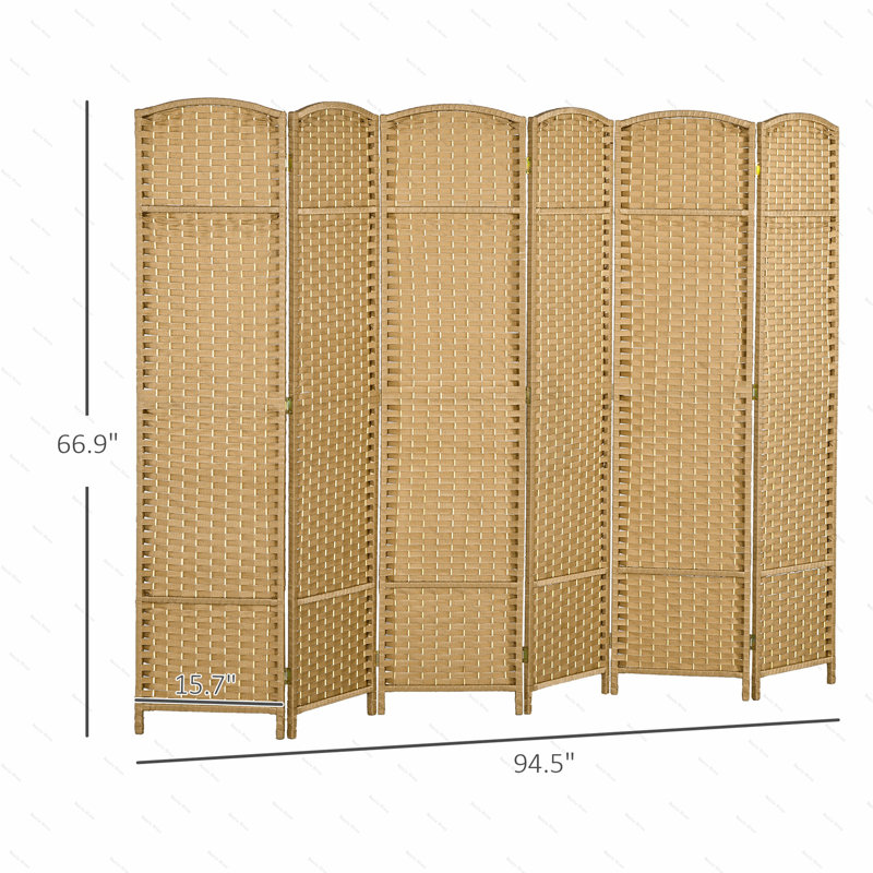 Paravent en bois massif Sipriano, Beige, 6, H 66,9 po x l 94,5 po