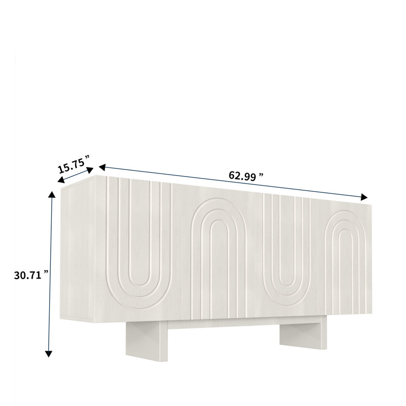 Buffet moderne en bois Deantre, Crème