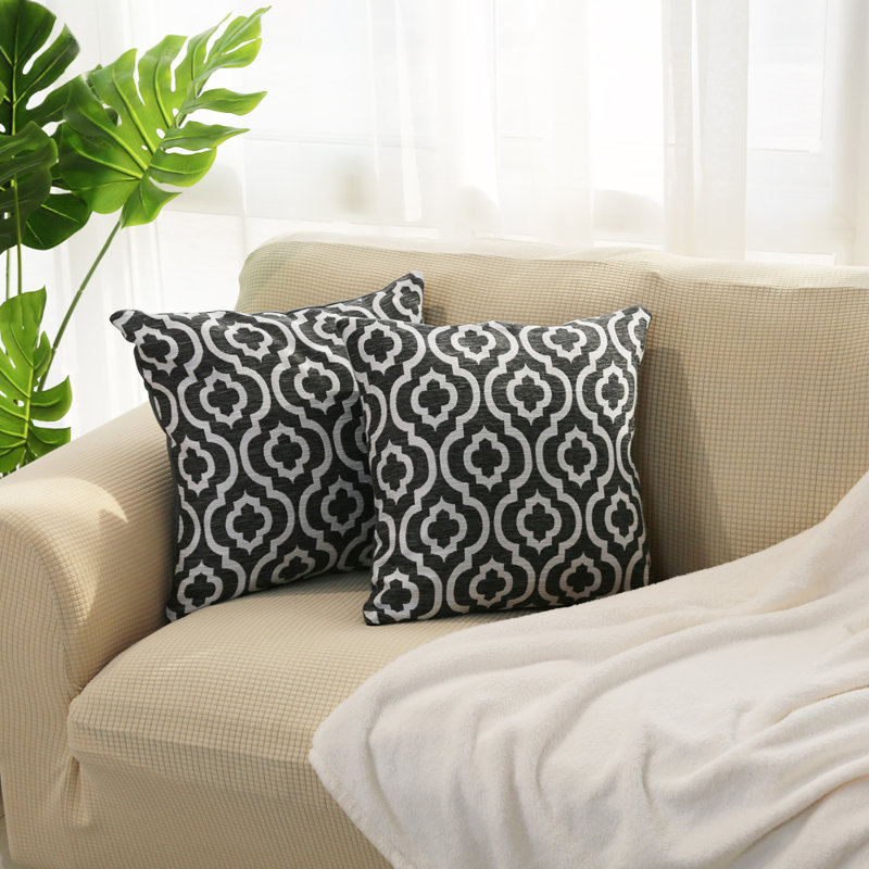 Ensemble de 2 coussins en jacquard treillis, Gris