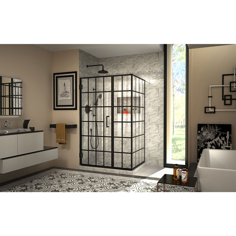 Unidoor Toulon Frameless 45.88" x 72" Rectangle Hinged Shower Enclosure