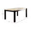 Table de salle à manger transitionnelle en noyer foncé avec plateau en marbre véritable ivoire et table rectangulaire