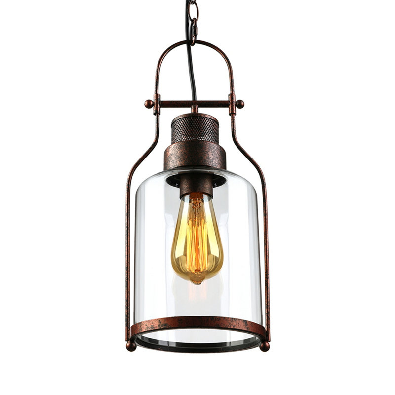 Luminaire suspendu industriel en verre, Brun