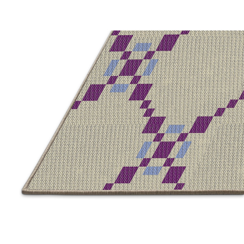 Tapis brun clair/violet tissé à la machine, Rectangle 4 pi x 6 pi