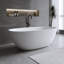 Baignoire autoportante 57 po x 30,7 po en résine de trempage à surface solide, cuves à rebord épais avec trop-plein, bonde escamotable-121906588