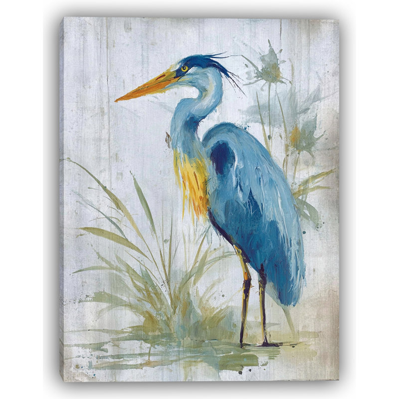 Garden Marsh Heron Wrapped Canvas Wall Art, 24" H x 16" W