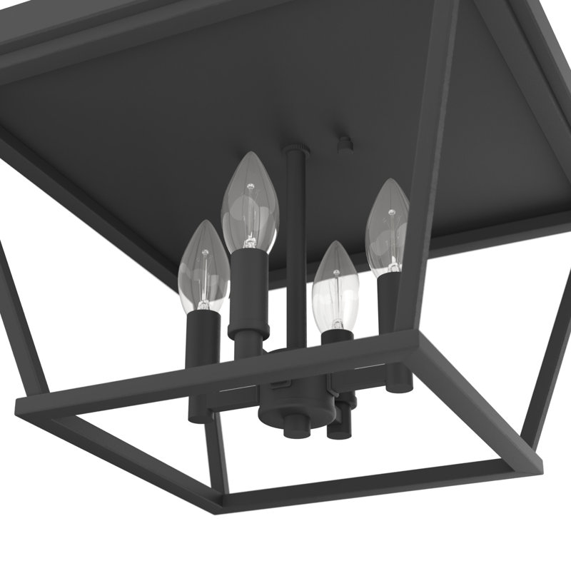 Laurel Ridge 4 - Light 14'' Lantern Square / Rectangle Flush Mount, Natural Iron