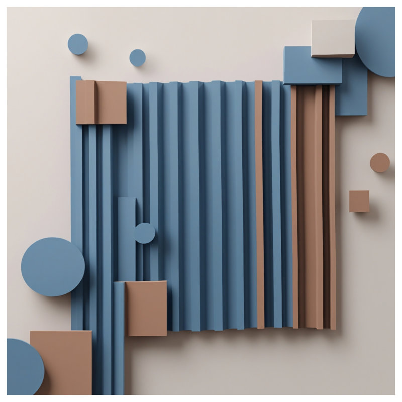 Rideaux à motif géométrique bleu et brun, voilages et voilages à motifs géométriques - 1 panneau, 50 po x 80 po - 1 panneau