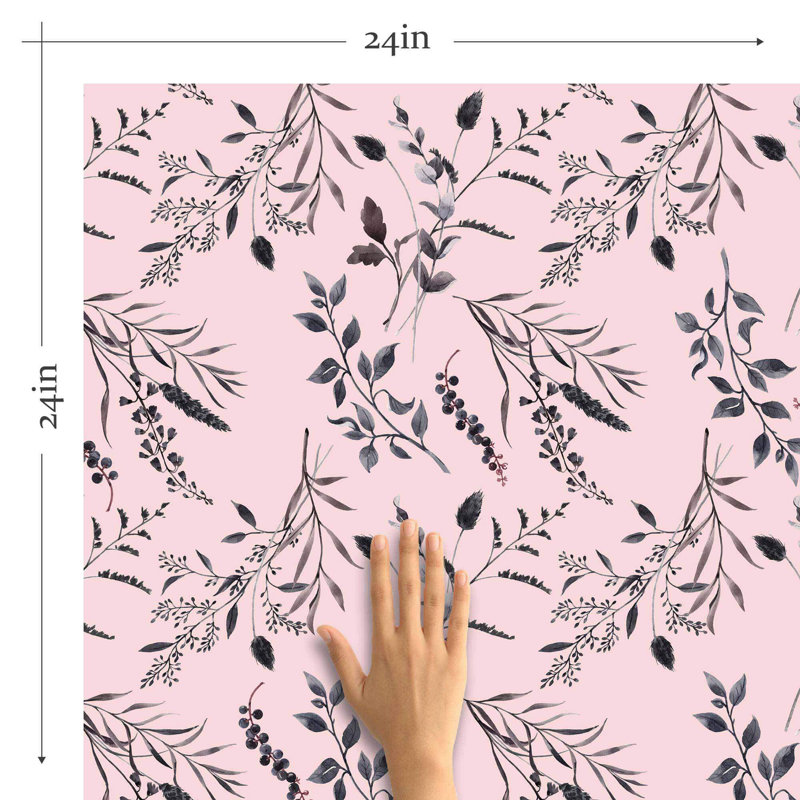 Carreau de papier peint auto-adhésif l 24 po Leaves, L 102 po x l 24 po