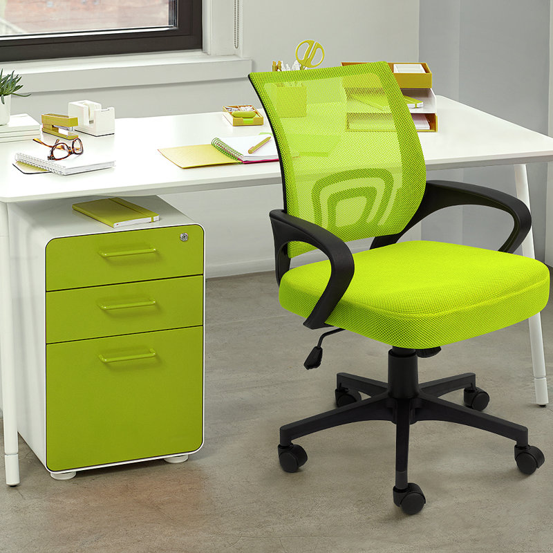 Chaise de bureau ergonomique en filet, Vert, 1