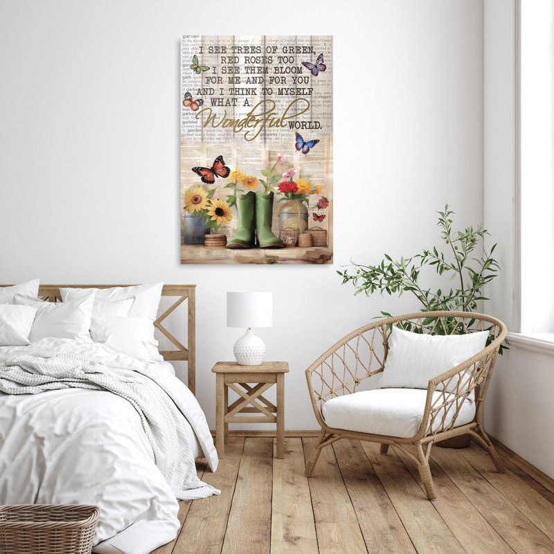 «Gardening What A Wonderful World», reproduction d'art graphique sur toile tendue 1 pièce, H 20 po x l 16 po x P 1,25 po