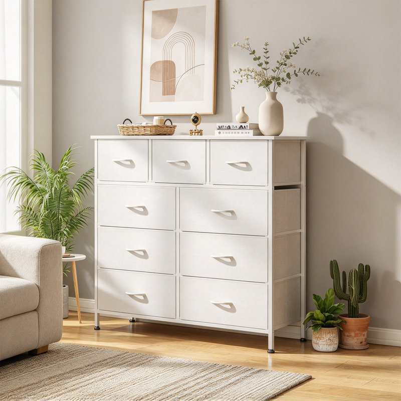 98.7 cm W Chest of 9 Drawers, White