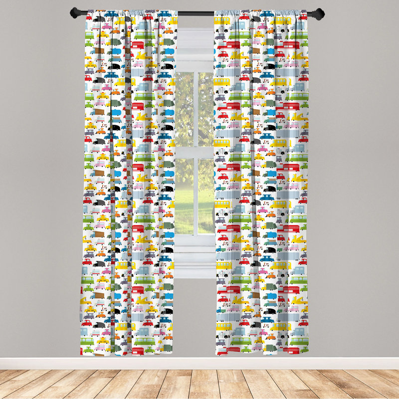 Transportation Semi-Sheer Rod Pocket Curtain Panels, 28" x 95"