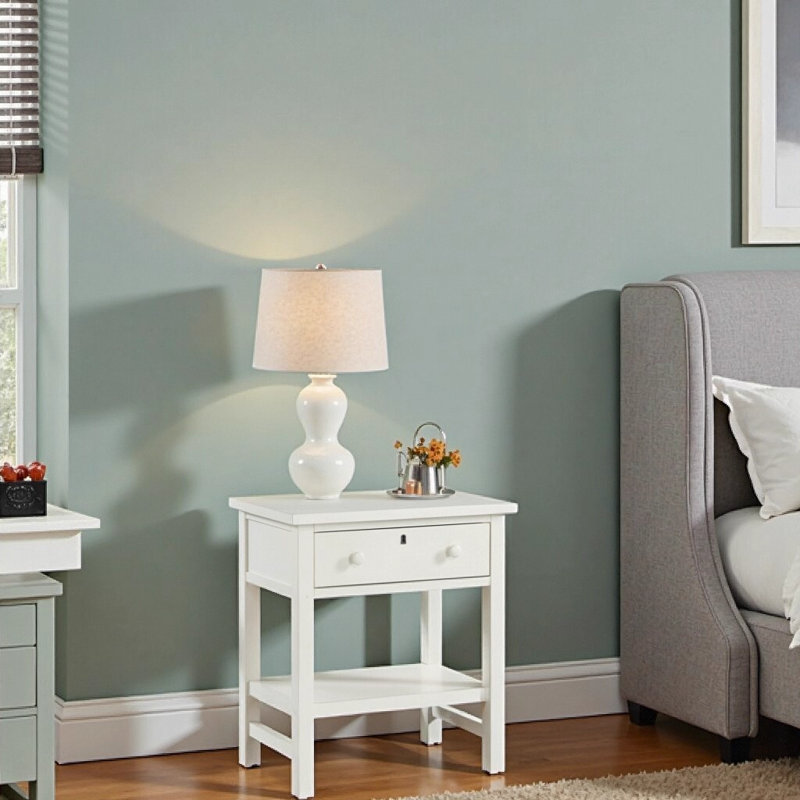 Table de chevet avec tablette ouverte Finley, Blanc