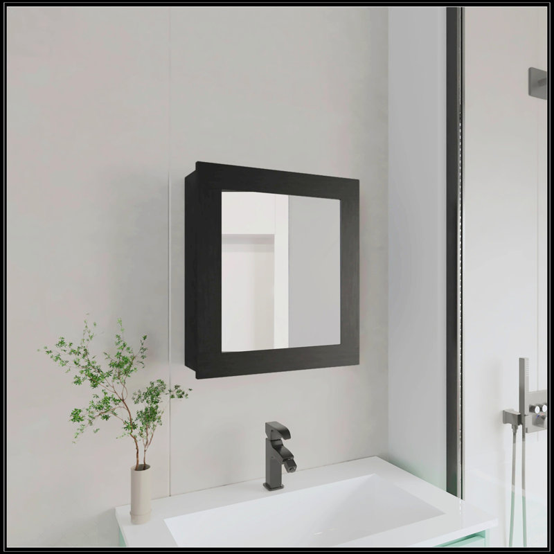 Armoire à pharmacie noire avec miroir inclus, Noir