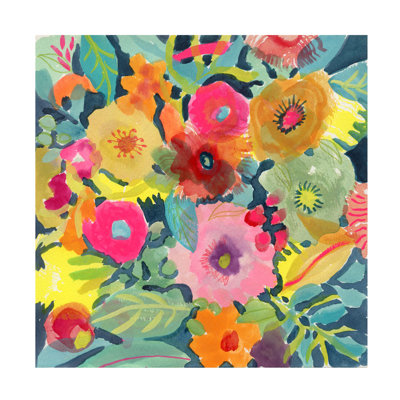 Art mural sur toile tendue - «Loose Florals 1» de Suzanne Allard pour décoration de salon, de chambre à coucher ou de bureau - 14 x 14