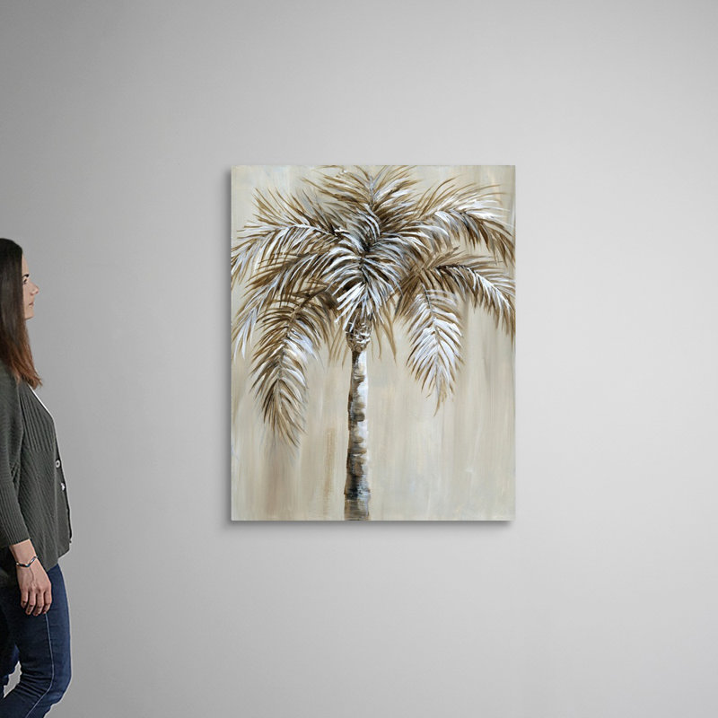 Palmier I, art mural sur toile, Toile tendue, H 45 po x l 36 po x P 1,25 po
