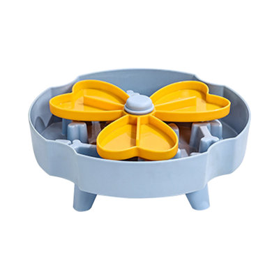 Pet Slow Feeder Bowl Training Bowl Slowed Eating Raised Height Neck Support, 9.44x9.44x3.34 in, Blue